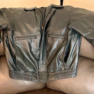 Wilsons Black Leather Insulated Lined Jacket Car Coat Bomber Men’s Size XL